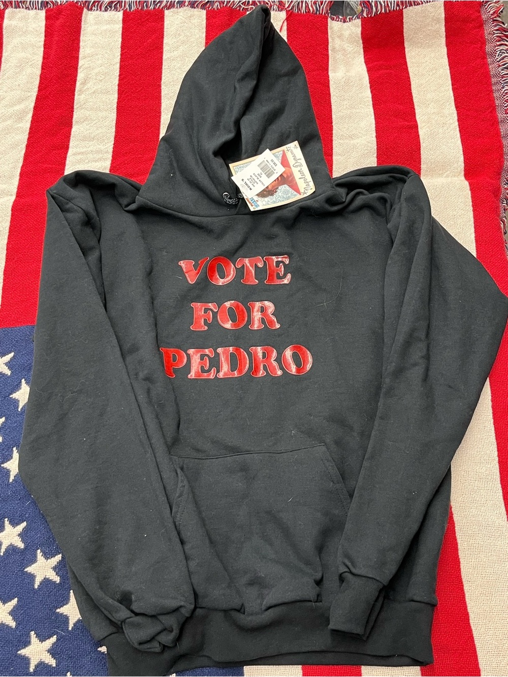 Napoleon Dynamite Vote For Pedro Black Hoodie Men’s Size XL New with Tags
